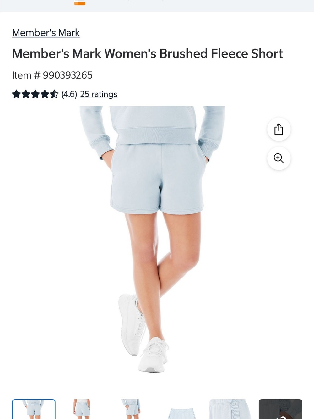 Women’s Soft Elastic Waist Shorts - Light Blue & Cream - Picture 3 of 4
